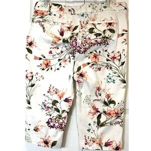 St. Johns Bay Floral Capri Womens 14P Stretch Boho Resort Vacation Feminine